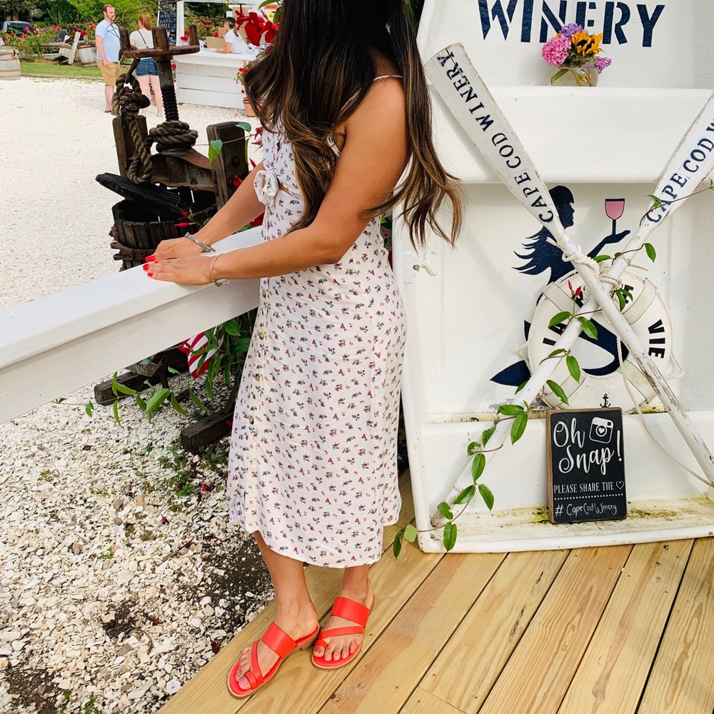 White summer dress with floral print